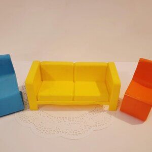 Vintage Mattel 1970s Barbie Sofa and 2 Chairs, Barbie Furniture~Mod Townhouse